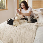 Bedsure Ultra Soft Dog Blankets for Large Dogs 300GSM Fleece, 50x60 White by BEDSURE
