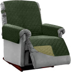 Sofa Shield® Couch Recliner Covers for Dogs, Reversible Furniture Protector with Strap, Stain and Tear Resistant Cushion Cover, 28 inch Seat, Machine Washable Slipcover Pets, Cats, Hunter Green Sage