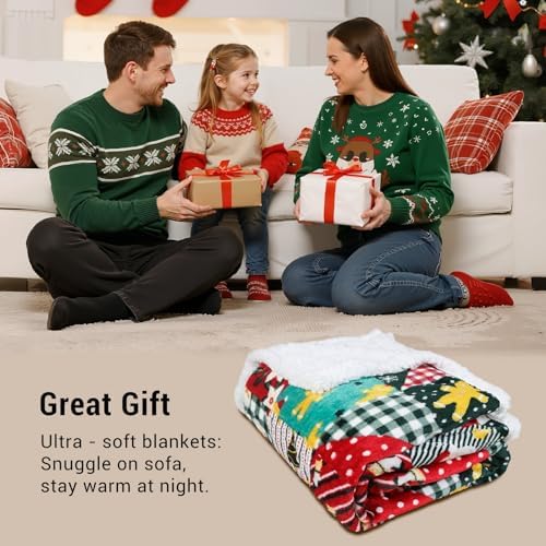 Gogreen Christmas Sherpa Fleece Twin Blanket for Couch Bed Sofa Adults -Soft and Warm Blanket for Winter, Thick and Fuzzy Throw Blanket (Twin - 60" x 80") - Q - Image 6