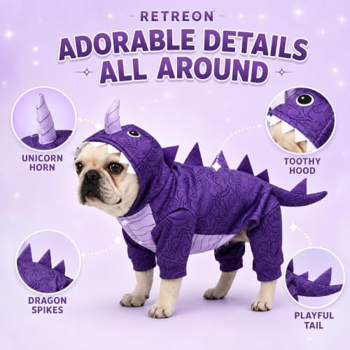 Pet Halloween Dog Clothes,Dinosaur Costume for Dogs,Purple,XL - Image 3
