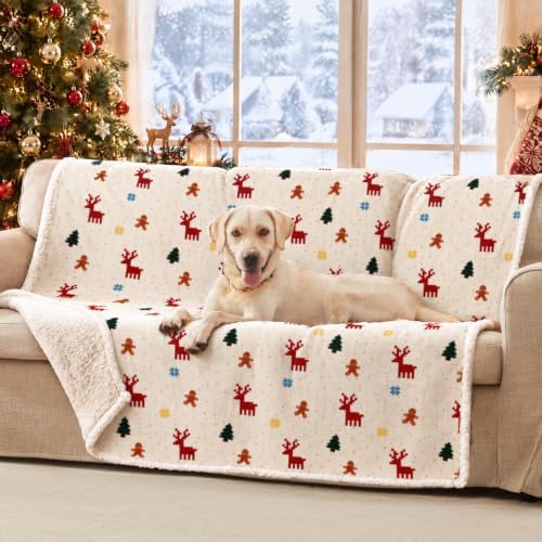 Luciphia Waterproof Dog Christmas Blanket Fleece Sherpa Reversible Soft by luciphia