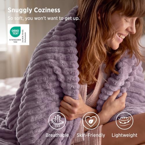 Bedsure Soft Twin Blanket for Bed Decor Gifts Light Purple 60"x80" - Image 3