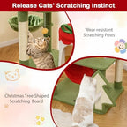 PETSITE 52 inch Cat Christmas Tree, Multi-Level Cat Tower with Sisal Scratching Posts & Board, Cat Condo, Basket Bed, and Detachable Hammock, Cute Cat Tree for Indoor Cats - Image 6