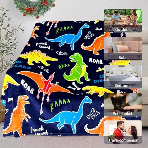 COMFAR Dinosaur Blanket for Boys, Dinosaur Glow in The Dark Blanket for Kids, Soft Fleece Blankets and Throw, Birthday 40"x 60" - Image 7