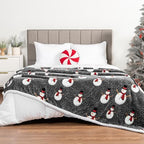 PAVILIA Premium Christmas Sherpa Throw Blanket, 60x80, Grey Snowman Cozy Fleece Holiday Blanket, Reversible Plush Winter Throw for Couch & Bed, Ultra Soft Warm Christmas - Image 5