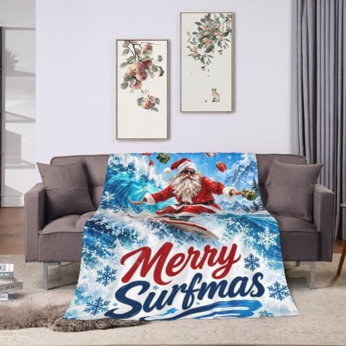 Santa Claus Surfing Blanket Christmas Throw Stuff Gifts 60"x50" - Image 6