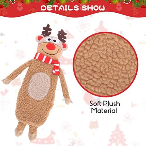 SCENEREAL Stuffless Christmas Squeaky Dog Toys for Small Medium Large Dogs, Plush Tough Pet Chew Toy, Durable No Stuffed Puppy Teething Toys for Boredom and Stimulating (Elk & Hedgehog & Snowman) - Image 3