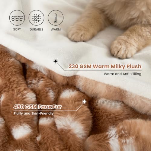 COZY KISS Deer Print Blanket, Faux Fur Dog Blanket for Christmas, 60"x80" - Image 4
