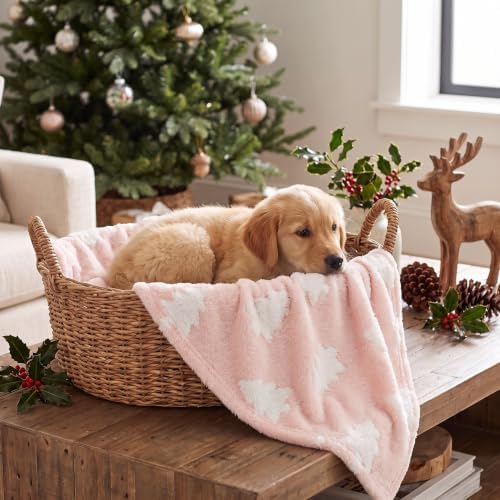 Horaldaily Pink Christmas Trees 3D Textured Pets Blanket 30x40 by Horaldaily