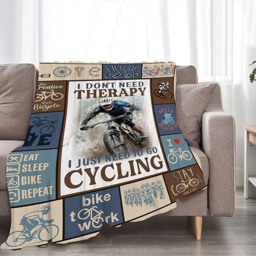 Bicycle Cycling Blanket Mountain Bike Throw Blanket Decor Stuff Cozy Flannel Fleece Soft Plush Fuzzy Warm Lightweight Bedding Gifts for Women Girls Kids 80"X60" - Image 3