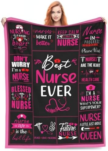 Nurse Theme Blanket, Nurse Gifts for Women, Gifts for Nurses Female, Cozy Lightweight Warm Throw Blanket, Nurse Appreciation Gift, Nurse Practitioner Gift, Nursing Student Gift Blanket 50" x 40" by Qilerongrong