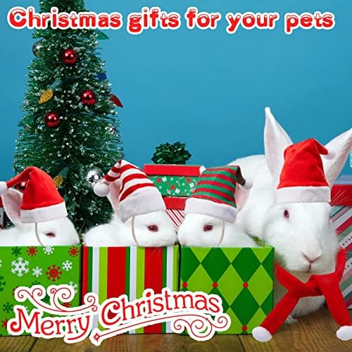 Weewooday 12 Pcs Mini Christmas Santa Hat Scarf Set, Medium, Stripe Style - Image 2