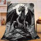 Black Dragon Blanket for Girls Women Boys Men Adults Kids Soft Cozy Fleece Cool Dragon Lovers Throw Blankets Gifts Warm Flannel Plush Lightweight Decor for Couch Bed Sofa 60"X50" by Unknown