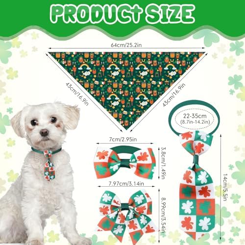 Reginary 120 Pcs Dog Bandanas Bulk Dog Bows Set Bow Ties Cat Scarf Colorful Washable Triangle Pet Kerchief Cute Bib for Summer Small Medium Large Pets Grooming Accessories Costume (St. Patrick's Day) - Image 2