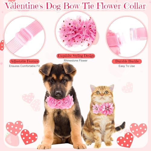 50 Pcs Dog Collar Flowers Pink Flower Dog Bows - Image 3