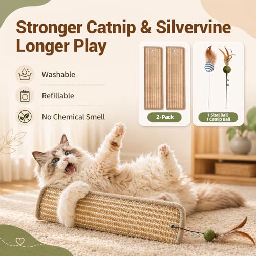 2 Pack Refillable Catnip Silvervine Kicker Toys for Indoor Cats - Image 6