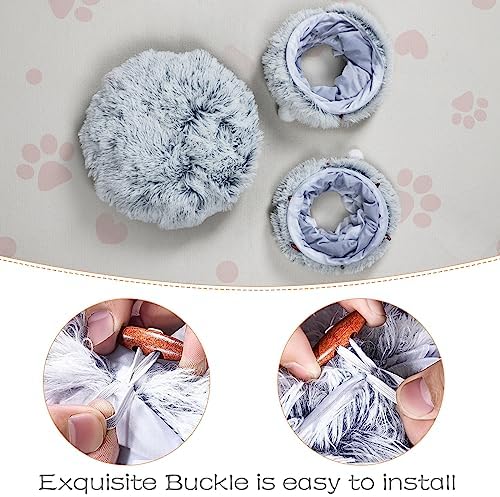 Plush Cat Tunnel Bed for Indoor Cats, Collapsible Cat Donut Tunnel with Central Mat, Fluffy Cats Cave Tube with Hanging Ball for Kitten Rabbit Puppy Ferret - Image 6