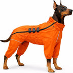 Lovelonglong Waterproof Dog Raincoat – 4-Leg Full Body Dog Rain Suit with Reflective Strips & Leash Opening, Outdoor Dog Jacket for Rainy Weather