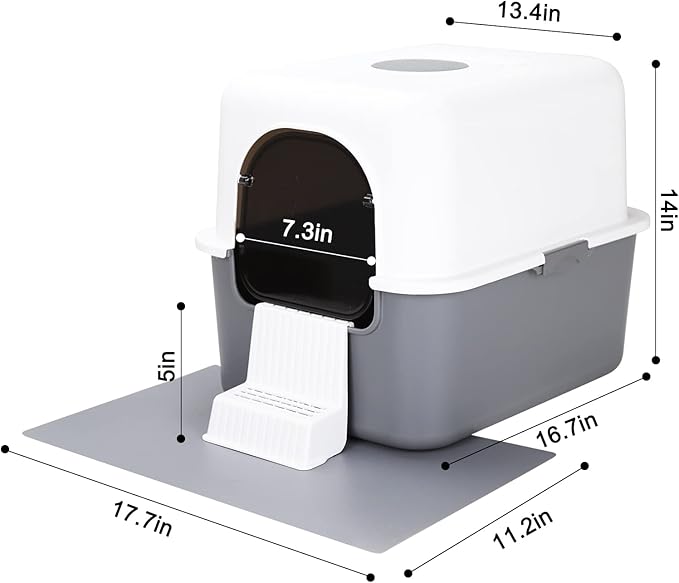 Sfozstra Enclosed Cat Litter Box: Odor Control Leak Resistant Design | Pull Out Tray /Top & Front Entry / Reduced Litter Tracking / Spacious Cat Room / Easy Maintenance / for Cats Under 8 Lbs