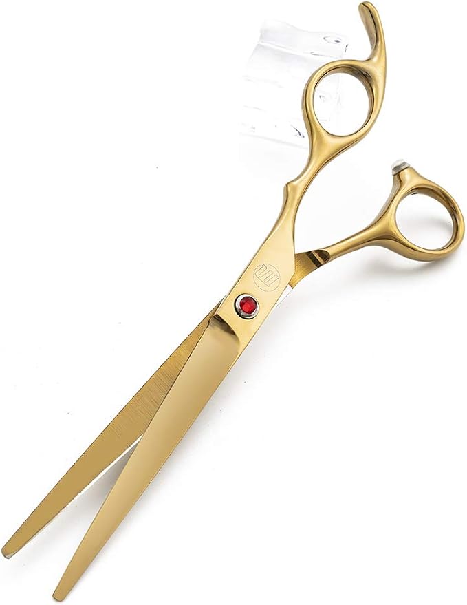 Moontay Professional 7" Dog Grooming Scissors Set 4PCS, Gold | Straight, Upward Curved, Downward Curved, Thinning/Blending Shears for Dog, Cat and Pets, JP Stainless Steel