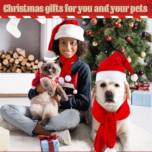 Weewooday 12 Pcs Mini Christmas Santa Hat Scarf Set, Large, Classic Style - Image 6