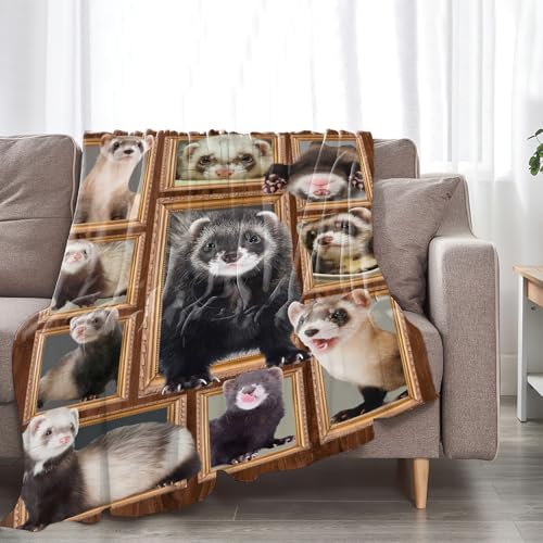 Cute Ferret Blanket for Girls Women Boys Men Adults Kids Soft Cozy Fleece Ferret Throw Blankets Gifts Warm Flannel Plush Stuff Lightweight Decorative Blanket for Couch Bed Sofa 80"X60" - Image 4