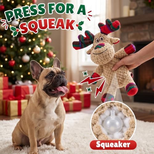 Christmas Dog Toys, Interactive Plush Reindeer Squeaky Toy for Dogs - Image 2
