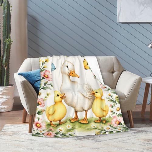 Cute Duck Blanket Duckling Butterfly Floral Throw Gifts 80"x60" - Image 5