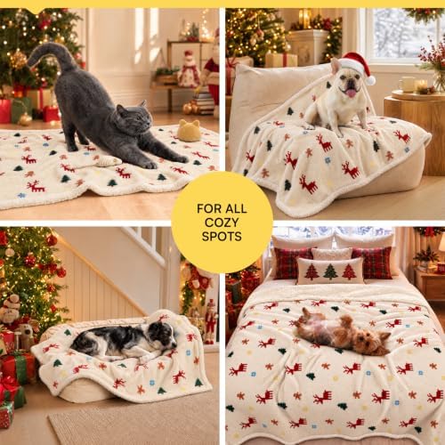 Luciphia Waterproof Dog Christmas Blanket Fleece Sherpa Reversible Soft - Image 4