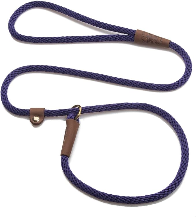 Mendota Pet Slip Leash - Dog Lead and Collar Combo - Made in The USA - Purple, 3/8 in x 4 ft - for Small/Medium Breeds