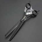 7.0 inches Professional Dog Grooming Scissors Set Straight & thinning & Curved & chunkers & comb 5pcs in 1 Set for left-handed & right handed Black