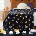 Gogreen Cozy Fleece Throw Blanket Halloween Decoration, Plush Ultra Soft Thick Flannel 300GSM Lightweight Travel Blankets for Couch Bed Sofa (Grey, 50x60 Inches) - U - Image 3