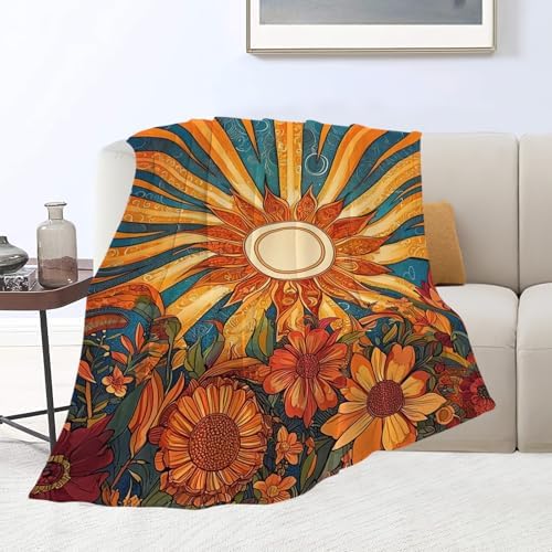Sunflower Blanket Boho Sunrise Floral Throw Blankets Gifts for Girls Boys Kids Sunflower Lovers Soft Cozy Fleece Plush for Couch Sofa Bed 60"x50" - Image 2