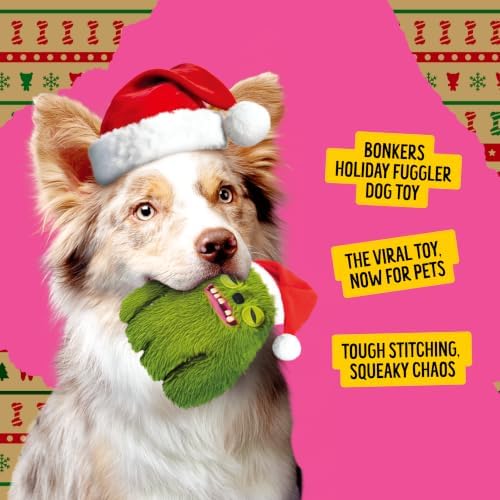 Bonkers Fuggler Holiday Edition Squeaky & Plush Dog Toy for Playtime, Green, 8 Inches - Image 2