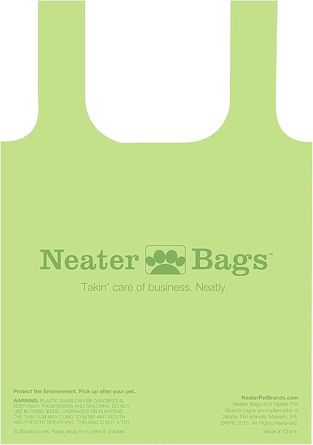 Neater Pet Brands Neater Bags Dog Waste Bag, No Rolls - Dog Poop Bags Dispense One at a Time, Doggie Poop Bag with Easy-Tie Handles, Dispenser Attaches to Any Leash (210 Count, Pink Chevron)