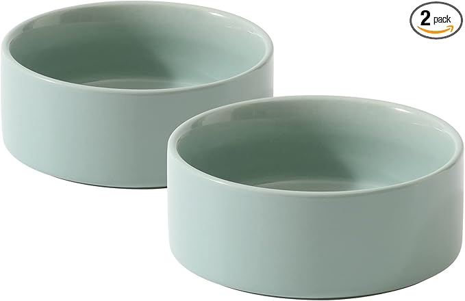 Havniva Cat Bowls Set of Two, 5.1” Ceramic Cat Food and Water Bowls | Cat Food Bowls Whisker Friendly, Non-Slip Base, Food-Grade Ceramic, Wide Opening, Dishwasher Safe, Cat Bowls for Indoor Cats