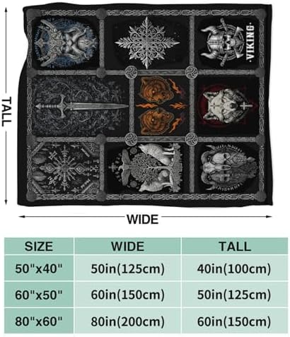 Viking Warrior Blanket for Boys Men Adults Kids Soft Cozy Fleece Vikings Norse Mythology Throw Blankets Gifts Warm Flannel Plush Stuff Lightweight Decorative for Couch Bed Sofa 80"X60" - Image 7