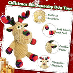 Christmas Elk Dog Toys, Puppy Squeaky Toys with Crinkle Paper, Interactive Plush Chew Toys, Cute Reindeer Funny Toys, for Small, Middle, Large Dogs - Image 2