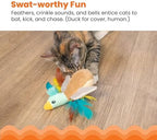 Catstages Flapperz Feathered Duck Catnip Kicker Crinkle Cat Toy, 7.5" - Image 3