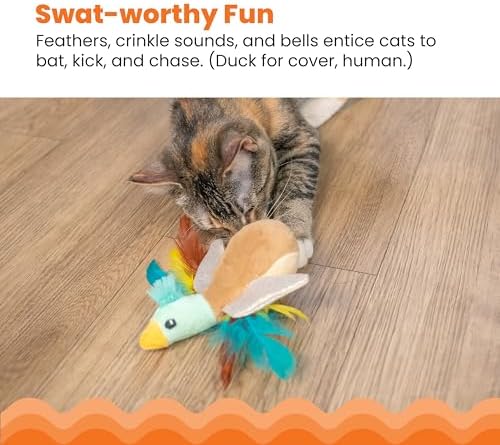 Catstages Flapperz Feathered Duck Catnip Kicker Crinkle Cat Toy, 7.5" - Image 3