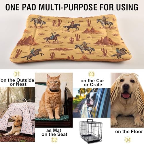 Dog Bed Mat Western Cowboy American Washable Anti-Slip Bottom Comfy Kennel Pad Cat Crate Pet Pad 18 x 24 Inches - Image 5