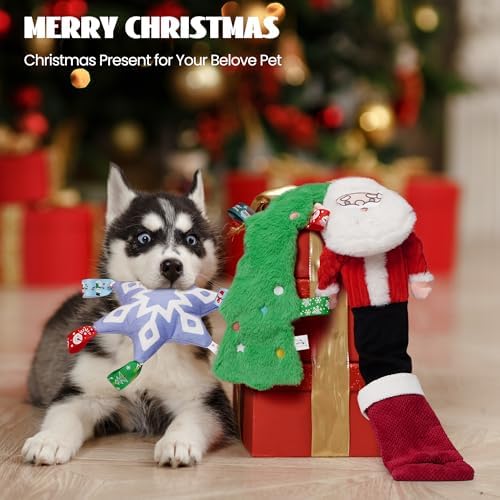 Nocciola 3 Pack Christmas Dog Toys, Interactive Crinkle Dog Squeaky Toys, Plush Dog Toys for Christmas, Christmas Toys for Puppy Small Medium Large Dogs & Aggressive Chewers - Image 2