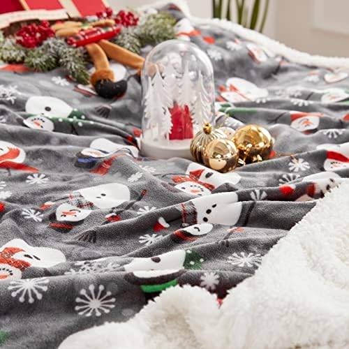 Touchat Sherpa Christmas Throw Blanket, Fuzzy Fluffy Soft Cozy Blanket, Fleece Flannel Plush Microfiber Blanket for Couch Bed Sofa (50" X 60", Snowman) - Image 4