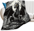 Black Dragon Blanket for Girls Women Boys Men Adults Kids Soft Cozy Fleece Cool Dragon Lovers Throw Blankets Gifts Warm Flannel Plush Lightweight Decor for Couch Bed Sofa 60"X50" - Image 2