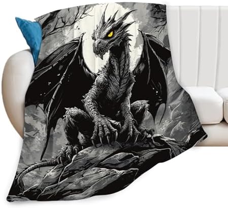 Black Dragon Blanket for Girls Women Boys Men Adults Kids Soft Cozy Fleece Cool Dragon Lovers Throw Blankets Gifts Warm Flannel Plush Lightweight Decor for Couch Bed Sofa 50"X40" - Image 2