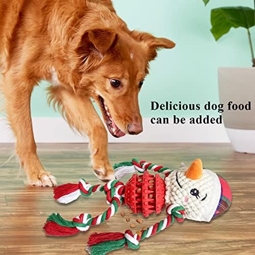 Dog Christmas Toys for Small Medium Large Dogs, Squeaky Plush Dog Toys + Interactive Dog Toys + Dog Rope Toys Multi Function Cute Snowman Puppy Toys for Christmas - Image 4