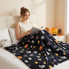 Gogreen Cozy Fleece Throw Blanket Halloween Decoration, Plush Ultra Soft Thick Flannel 300GSM Lightweight Travel Blankets for Couch Bed Sofa (Grey, 50x60 Inches) - U - Image 4