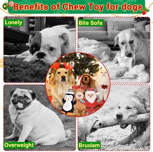 3 Pack Christmas Dog Toys,Christmas Squeaky Interactive Dog Toys with Crinkle Dog Gifts for Puppy, Small, Medium, Large Dogs - Image 4