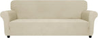 ZNSAYOTX Oversized Super Stretch Couch Cover (92"-115"), New Striped Sofa Covers Comfortable & Durable, Dog Cat Pets Friendly Extra Large Spandex Sofa Slipcovers (Khaki, XL Sofa)
