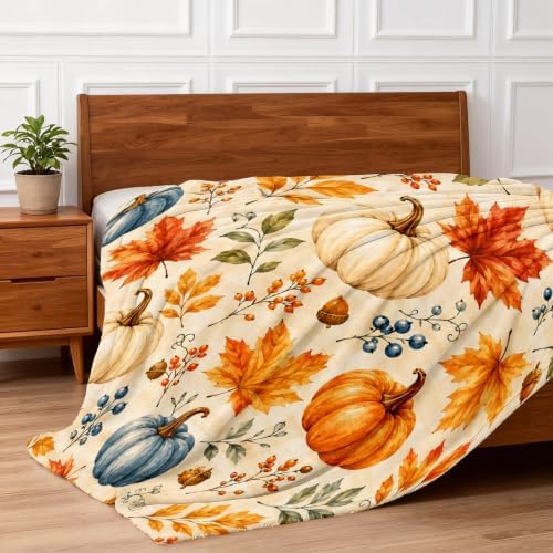 Cozy Fall Blankets and Throws, Pumpkin Blanket for Couch, Autumn Throw Blanket 40" x 60" - Image 3